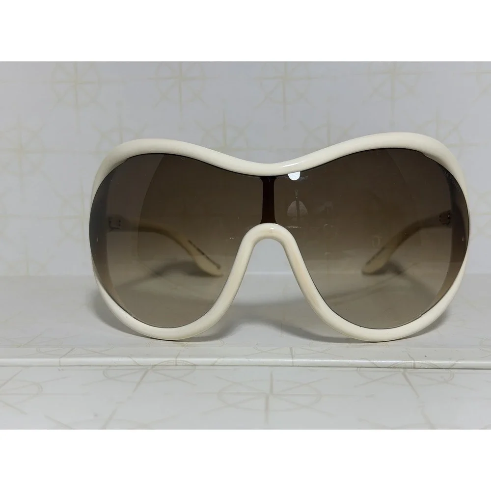 Rare Archive Tom Ford FT267 Grant 25F Shield Women's Sunglasses Ivory w/Case